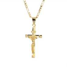 14K Gold Leaf Jesus Cross Pendant Necklace - Vintage Style, Smooth Charm Jewelry For Men, Ideal For Prayer And Holiday Greetings, Everyday Jewelry|Elegant Pendant|Durable Chain, Jesus Necklace - vòng cổ - Xem 4
