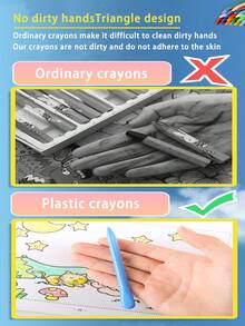 12/24/36 Colors Washable Plastic Crayons, Art Supplies For Coloring And Creative Works - No Dirty Hands Crayons - View 3