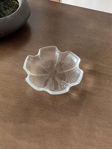 6pcs/1pc Chinese Style Lotus Leaf Dim Sum Plate, Dessert Shop Afternoon Tea Dessert Plate, Exquisite Mini Fruit Tray, Dessert Cake Small Dish, Home Use Small Round Plate, Glass Material, Lotus Leaf Shape, Symbolizing Peace And Health - Multicolor - View 10