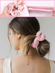 Soft Velvet Texture Large Intestine Hair Ring, Ladies' Bun Fixer, Suitable For Ponytail, Braided Hair And Bun, Durable Solid Color Hairband Ring Autumn And Winter Hair Rope, Gentle And Generous Korean Pink Light Pink Coral Pink Winter Gift For Girlfriend, Friend And Mother Thanksgiving Halloween Christmas Valentine's Day Gift