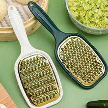 1 pieza Cortador de verduras con forma de raqueta de tenis, cortador de juliana de patatas de acero inoxidable de múltiples funciones, rallador de ajo y rábano para la cocina, rallador de frutas y verduras - Multicolor - Ver 4