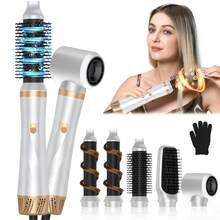 UKLISS UKLISS 5-In-1 Hair Styler Hot Air Brush - Multifunctional Electric Hair Straightener & Curler With 3 Heat Settings, 3 Brush Heads, 3 Brush Heads For Wet/Dry Hair, 1.5-2.5m Cord, European Plug, No Battery Needed, Hair Straightener For Curly Hair