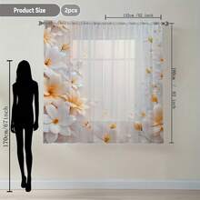 2 Stücke digitale Blumen-Muster Halb-Verdunkelungsvorhänge, warmes gelbes Blumenmuster - geeignet für Küche, Café, Wohnzimmer, Esszimmer, Wintergarten, Balkon, Dachboden, Garten, Schlafzimmer - maschinenwaschbar - Verschiedenfarbig - Übersicht 7
