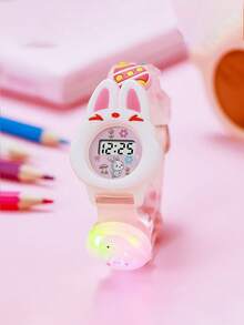 1pc/Set Creative Casual Cartoon Cute Rabbit Dial Silicone Watch, Ideal Birthday Gift - Multicolor - View 3