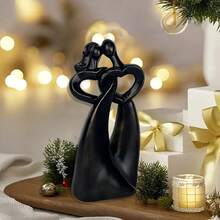 1件装 8.25英寸 浪漫情侣拥抱心形装饰品，永恒爱情治愈情侣家居装饰 - 家居摆件、派对装饰、圣诞节、感恩节、情人节、婚礼、斋月、开斋节、周年纪念日，贴心浪漫礼物 - 黑金色 - 查看 10