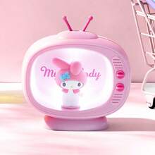 Miniso 1pc Sanrio My Melody TV Shaped Night Light, Soft Silicone Material, Eye-Friendly Warm Light, Suitable For Bedroom And Kids Room, USB Rechargeable - Pink - View 1