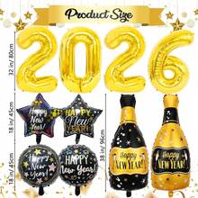 10pcs 32-Inch New Year Digital Balloon Decorations, Featuring Various Shaped Balloons, Especially The Wine Bottle Shape, Suitable For Setting Up The Scene At Festival Party Events And Family Gatherings - Multicolor - View 3