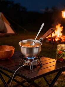 وعاء خشبي المقبض مع ملعقة، مناسب لمستلزمات صناعة الشموع الأخرى، والأدوات المنزلية، ومواد قولبة الشمع لصناعة الشموع والصابون DIY، وعاء إذابة الشمع لصناعة الشموع، وصناعة المجوهرات (باستثناء الملاعق)