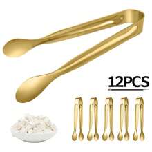 2/6/12件装不锈钢迷你糖钳、冰钳 - 高级小型服务钳、开胃菜钳、糖钳、冰钳、多功能迷你服务夹 - 适用于餐厅、自助餐、咖啡馆、烧烤、家庭、办公室、节日和婚礼，节日礼品 - 4吋糖夾 - 查看 7