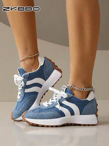 ZKBBO Women's Casual Sports Shoes, Versatile Walking Shoes, Lightweight & Comfortable For All Seasons, Crossfit Training Shoes, Retro Fitness & Running Sneakers - Royal Blue - View 3