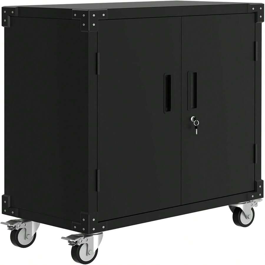 Heavy Duty Metal Rolling Tool Chest With 3 Drawers, Mobile Storage Workbench   Rolling Tool Cabinet With 3 Drawers, Heavy Duty Metal Storage Cabinet Organization, Industrial Tool Chest Cart With Wheels  Garage Wall Cabinet, Heavy Duty Steel Hanging Cabinet With Shelves & Locks, Upper Floating Storage Organizer - 2 Door Tool Cbainet With Wheels - View 1