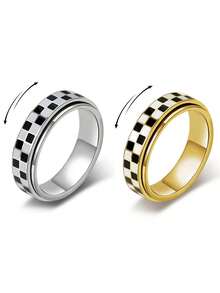2pcs Stainless Steel Rotatable Rings, Relieve Stress, Suitable For Daily Wear (Gala, Birthday, Party), Gift - Multicolor - View 26