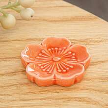 1 Pc Length 4.5cm/1.77in, Thickness 0.7cm/0.28in, Pink /White/Yellow/Green/Orange,Cherry Blossoms Ceramic Chopstick Holder, Cute Flower Petal Chopstick Pillow, Japanese Cuisine Spoon Shelf Hold For Hotel, Restaurant,Party,Household Dining Table Chopstick Shelf Hold - Multicolor - View 15
