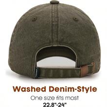 Mountain Embroidery Baseball Cap Washed Denim-Style Dad Hat Distressed Unisex Golf Hat - màu xanh lá - Xem 4