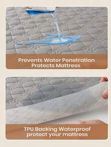 South Life 1pc Waterproof Fitted Sheet, Bedding, Fitted Sheet, Skin-Friendly Mattress Cover, Soft And Comfortable Bedding For Bedroom, Room Decor, Rose Pattern Fitted Sheet, 11.8 Inch Deep Pocket Cooling Breathable Quilted Square Lattice Fitted Sheet For All Seasons, For Single, Twin, Full, Queen And King Size, Solid Color Mattress Protective Cover, Dustproof, Comfortable And Machine Washable, For All Season, Fathers Day Gift, Birthday Decorations, Grad Party Decor, Fathers Day Decor, Graduation Gift, Birthday Gift - Xám - Xem 9
