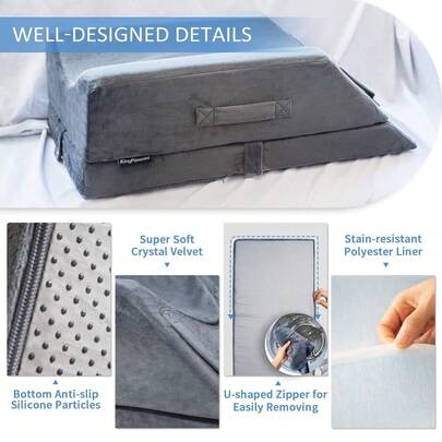 4-Height Adjustable Leg Elevation Pillows For After Surgery, Injuries, Or Rest, Memory Foam Leg Pillows For S...