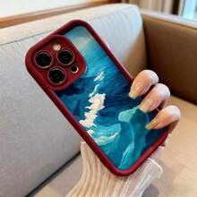 Cubierta de teléfono con diseño de olas del océano azul profundo para iPhone 14 Pro Max resistente al agua y a golpes ideal para uso diario y viajes - Blanco - Ver 6