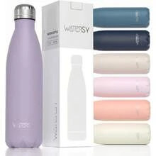 Stainless Steel Water Bottles,17oz/500ml Insulated Water Bottles,Purple Metal Water Bottle Keeps Drink Cold And Hot,  Water Bottles For School,Gym,Travel,Sports,27006705 - 紫丁香色 - 查看 1
