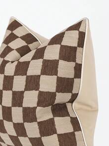 1pc Modern Simple Polyester Linen Textured Jacquard Throw Pillow Cover, Suitable For Sofa, Living Room, Bedroom, 45cm*45cm/18inch*18inch, 50cm*50cm/20inch*20inch, Home Decor, Room Decor, Office Decor, Living Room Decor (No Pillow Insert) - Brown - View 3