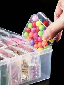 1pc Multi-Purpose Clear Plastic Storage Box, Including 4/24/28/32 Fixed Compartments For Organizing Earrings, Rings, Jewelry And Nail Art Accessories Back To School - Multicolor - View 6