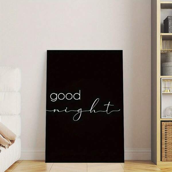 1pc Canvas Poster - "Good Morning" And "Good Evening" Ink Artworks, Modern Black Wall Decoration, Suitable For Home, Bar, Cafe, Dormitory, Etc., Vintage Frameless Wall Arts Posters