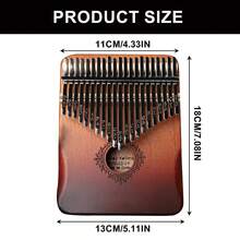 Kalimba Piano De Pulgar 21 Teclas Xilófono Marró - Madera sólida portátil con bolso de transporte e instrucciones para amigos y familia - Óxido marrón - Ver 2