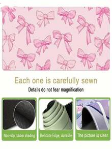 Cute Pink Bow Mouse Pad Large Keyboard Desk Pads 900x400mm Playmat Non-Slip Rubber Base Washable Rug For Office And Home Use - Rectangle - View 5