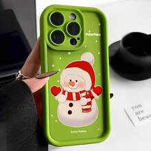 Funda de teléfono de muñeco de nieve navideño adecuada para Apple 15promax, funda de silicona suave mate para iPhone14plus 13 1211 - Café frío - Ver 5