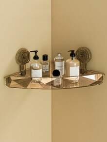 Estantería de almacenamiento con ventosa, estantería de almacenamiento para baño, montada en la pared, sin necesidad de perforar, caja de almacenamiento triangular de lujo ligero para accesorios de baño y aseo - Multicolor - Ver 7