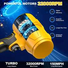 Handheld Mini Cordless Leaf Blower, 21V Battery Cordless Small Leaf Blower For Lawn Care, Patio, Car Dryer, Blowing Leaves And Dust,Battery Powered 400 CFM 100 MPH,Tiny Yellow Leaf Blowers(Contains Two Batteries) - 黃色 - 查看 7