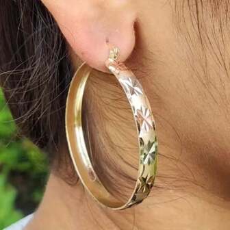 Minimalist Creative Carved Pendant Hoop Earrings For Women, Versatile Jewelry Accessories For Party And Gift