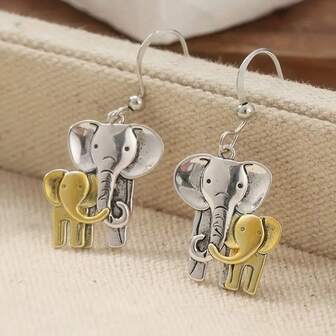 Bohemian Retro Elephant Pendant Earrings, Creative Fashion Versatile Jewelry Gift For Women