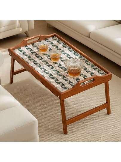 Wood Bed Tray Tafel Folding Legs les Portable Laptop Bureau Breakfast Sofa Multi Snack Work Station 19.7x11.8 Bruin view 5