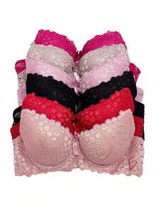Brasier Sujetador ROP.39 Diseño de Encaje Floral efecto push-up ELE-GATE - Rosa - Ver 4