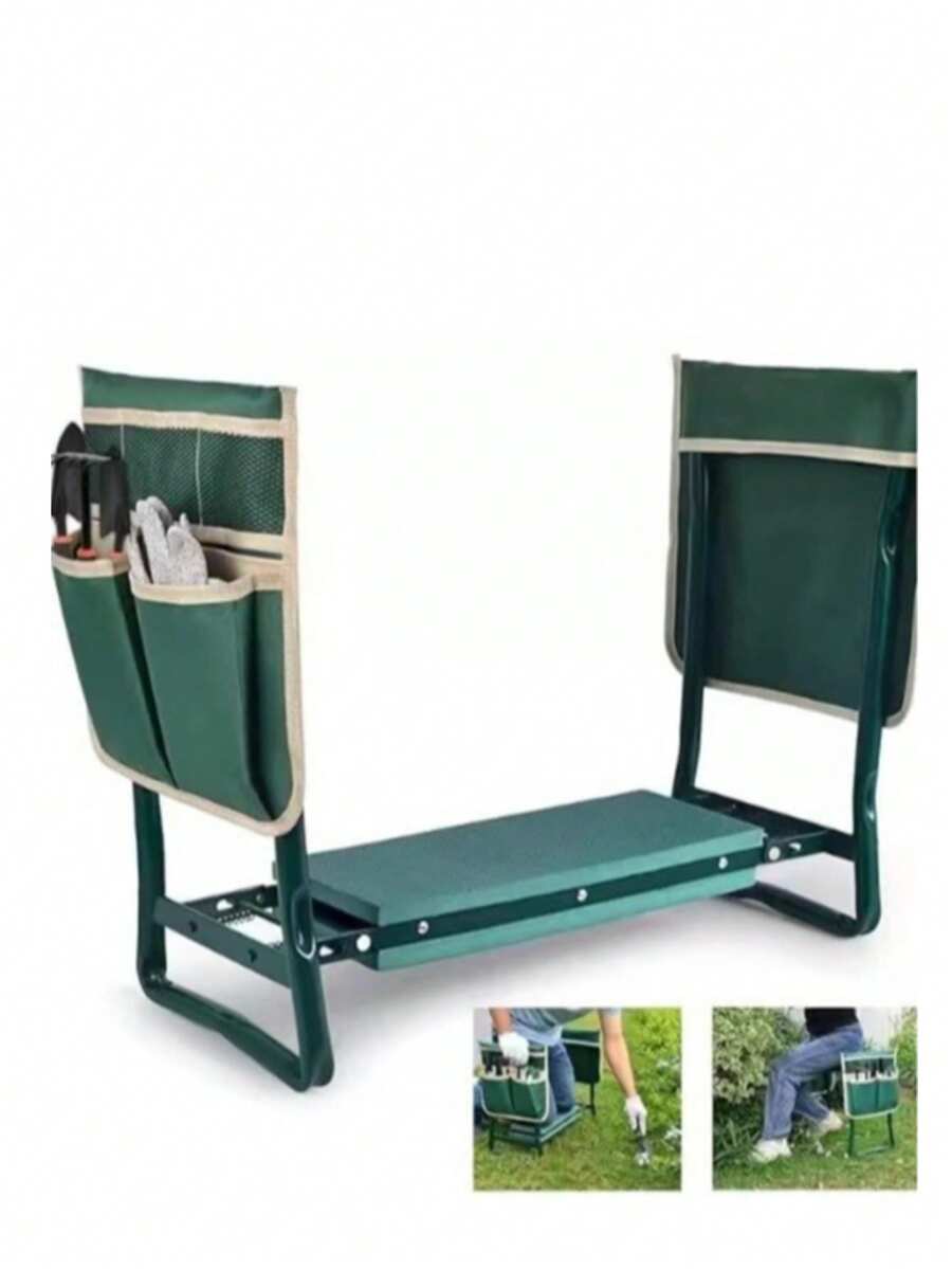 1pc Garden Kneeler And Seat With Thicken & Widen Soft Kneeling Pad,Heavy Duty Foldable Gardener Gardening Gifts For Women Mom Men Seniors¡Gardening Knee Pad Tool Kit, Durable Square Storage Bag With Multiple Pockets For Lawn Mower And Yard Tools, Home Becor,Sturdy And Long-Lasting, Green (60*27*49CM) - Green - View 1