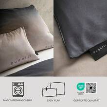 Bugatti Bed Linen 135 X 200 Cm - 100% Cotton, Zip, Cuddly, Soft & Washable, Mako Satin Bed Linen Striped Grey Beige - Grey/Beige - View 5