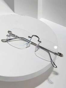 一副极简无框金属眼镜，生日礼物和摄影道具的完美之选 - 無色 - 查看 8