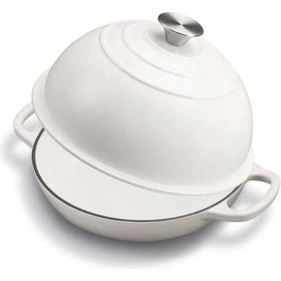Dutch Oven For Sourdough Bread Baking Enameled Cast Iron Dutch Oven Pot With Lid DomeShaped Bread Dutch Ovens 6 Qt White