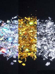 6 Boxes Asymmetrical Laser Metallic Sequins Nail Art Decorations, Gold, Silver, Champagne Metallic Nail Polish, DIY Nail Art Accessories, Nail Salon Supplies, Suitable For Women And Girls