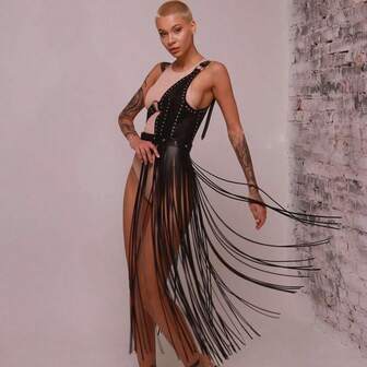Nuevo vestido con flecos en la cintura, accesorios de estilo punk, moda europea y americana