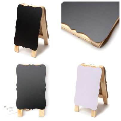 Medium Folding Chalkboard & Dry Erase With Wood Easel, Double Sided, Black MDF