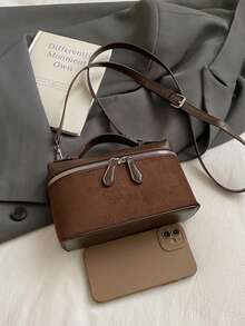 方形手提包，女士新款秋冬奢华小众高端质感斜挎包/手提包 - 咖啡 - 查看 8