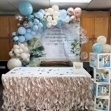 Dusty Blue Gold Balloons, 60 Packs 12 Inch Dusty Blue Gold Blue Confetti Balloon Sand White Balloon Shower Decorations Bridal Shower Gender Reveal Birthday Party Supplies - 淺藍金 - 查看 5