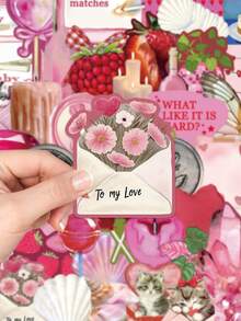 50pcs Pink Girlhood Sticker Cartoon Graffiti Decals For Laptop Computer Luggage Stationery Notebook Phone Sticker Scrapbook Supplies Scrapbook Stickers