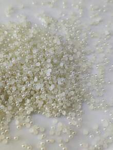 3D Half-Faux Pearl Nail Gems - 2mm 3mm 4mm Flat Back Rhinestones, High Gloss (200/500/800 Pcs)