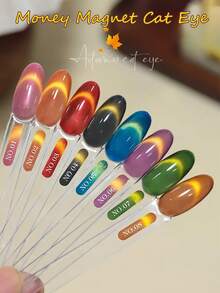 10ml Esmalte de uñas de gel efecto ojo de gato dorado con 8 colores de atardecer dorado, luz dorada y efecto de cuentas de vidrio para uñas de otoño/invierno, blanqueamiento y magia del dinero, para uñas amarillas, verdes, naranjas y de Navidad