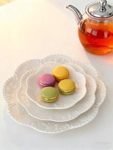 1pc European Style Embossed Ceramic Dinnerware, High-Quality Butterfly Shaped Breakfast/Dessert Plate, Elegant Ceramic Dinner Plate