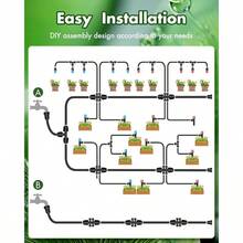 240FT Drip Irrigation System Kits - Automatic Garden Watering Sprinkler With 1/2 1/4 Inch Tubing Hose Patio Misting Plant Irrigation Water Equipment Quick Connector For Greenhouse Flower Beds Lawn Efficient Water Distribution And Easy Installation For Outdoor Gardens And Indoor Greenhouses - 240英尺 33英尺 主管道 207英尺 14號管道 - 查看 5