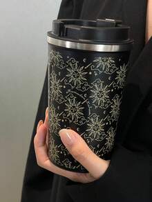 BENNY 370毫升（12.8盎司）星月图案美感保温杯 - 304不锈钢材质，米色杯身饰有太阳和流星图案。适合居家、办公、圣诞节、情人节、斋月等场合的精美礼物。 - 彩色 - 查看 4