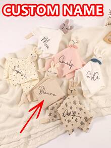 1pc Customized Embroidered Name Baby Face Towel, Handkerchief, Small Washcloth, Bib, Great Gift For Baby Boys And Girls